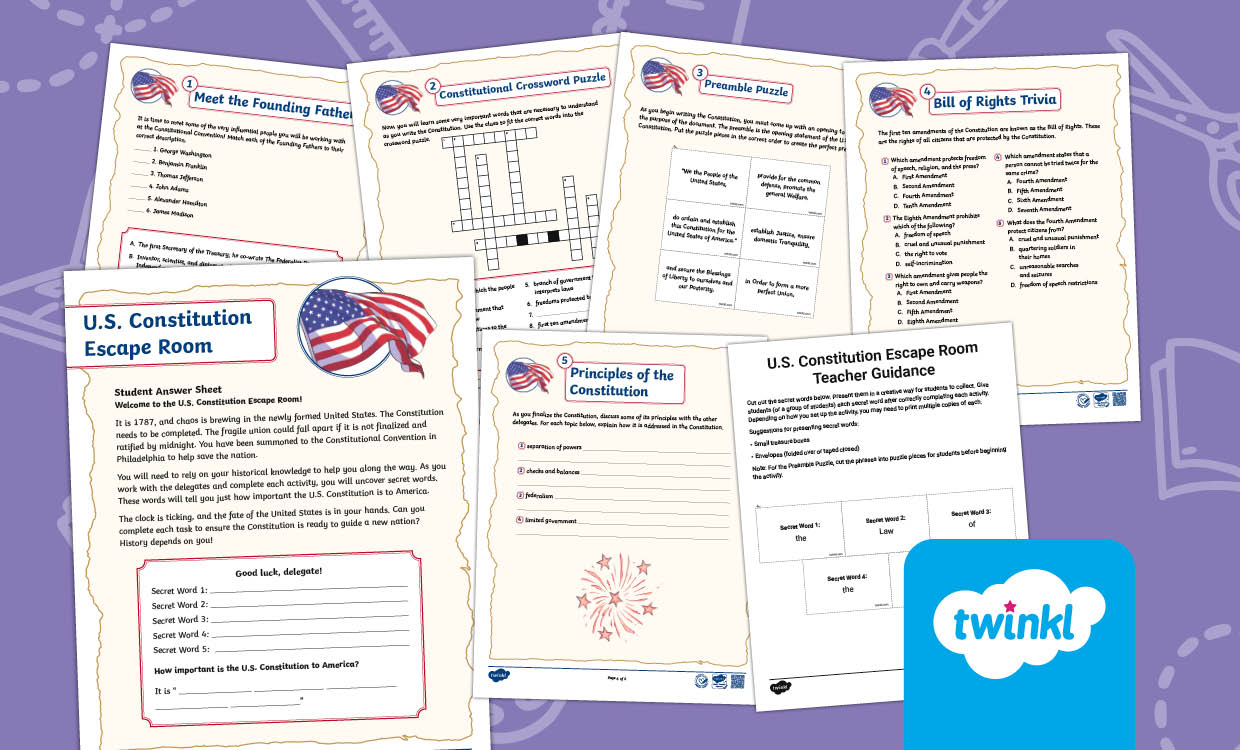 US Constitution Escape Room – A Fun & Interactive Civics Challenge for 6th-8th Grade