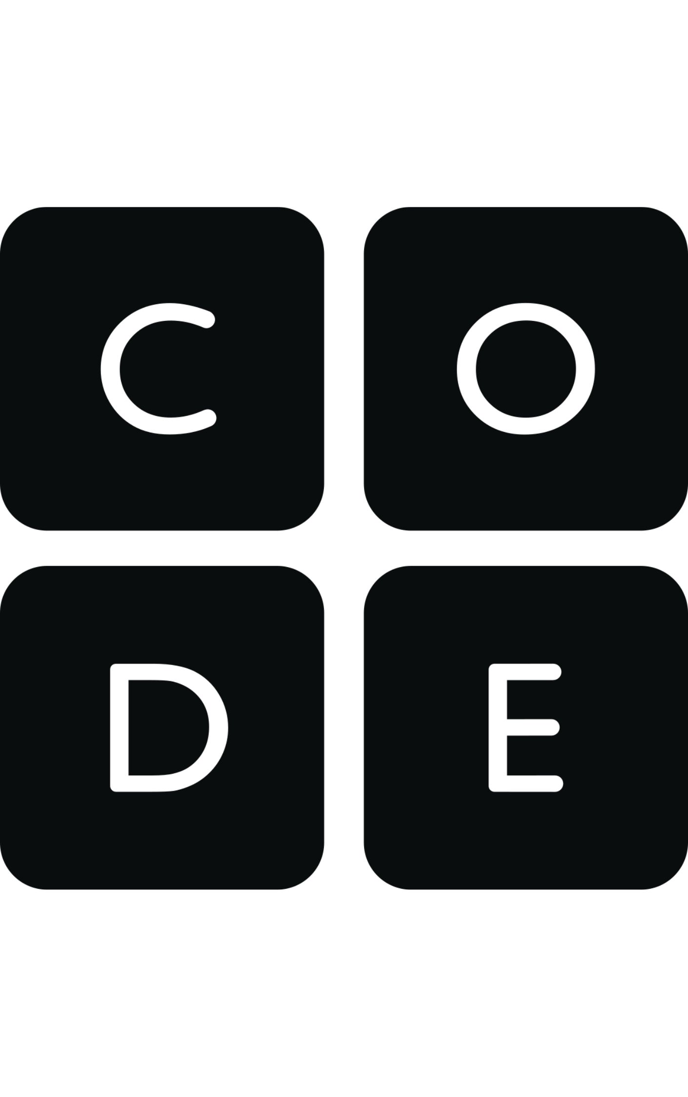 The code.org logo with black blocks each with a letter spelling "CODE". The background is white.