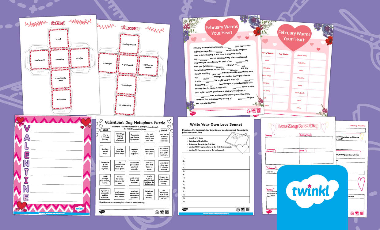 Valentine’s Day Writing & Literacy Bundle for 6th-8th Grade