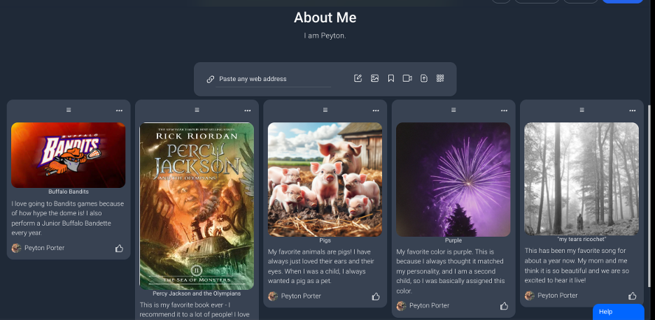 Wakelet About Me page